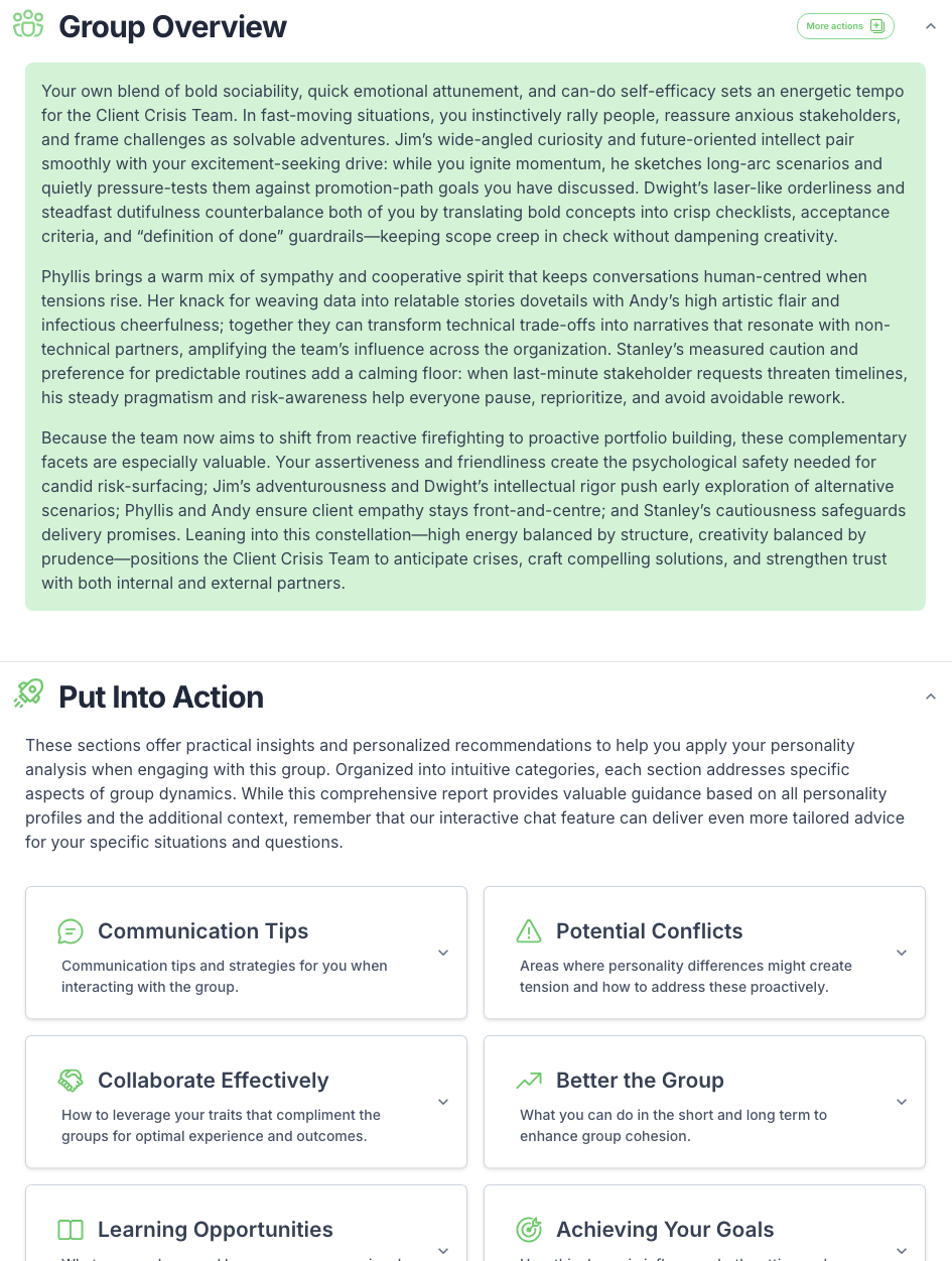 Dynamic Report Group Action Overview