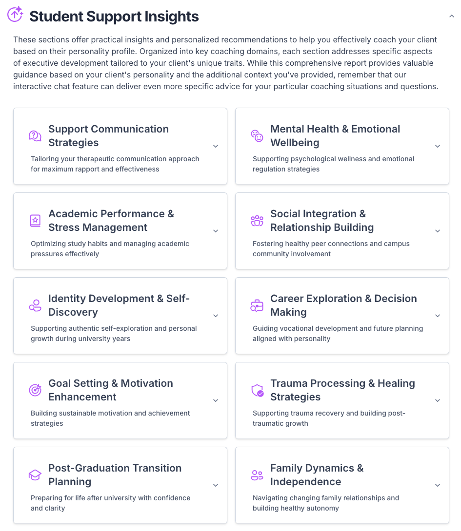 Coaching report sections (Education)